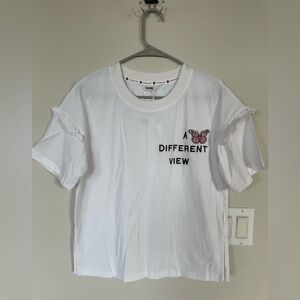 NWT CR Z Women’s T Shirts Short Sleeve Crew Neck White Oversize Size S